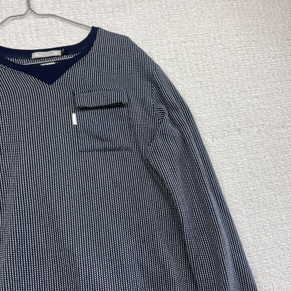 Vintage Y2K Mark Ecko Cut & Sew Pullover Sweater Men’s M Pocket Blue / White - Picture 4 of 14